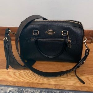 Coach Rowan satchel with dark signature cross body strap